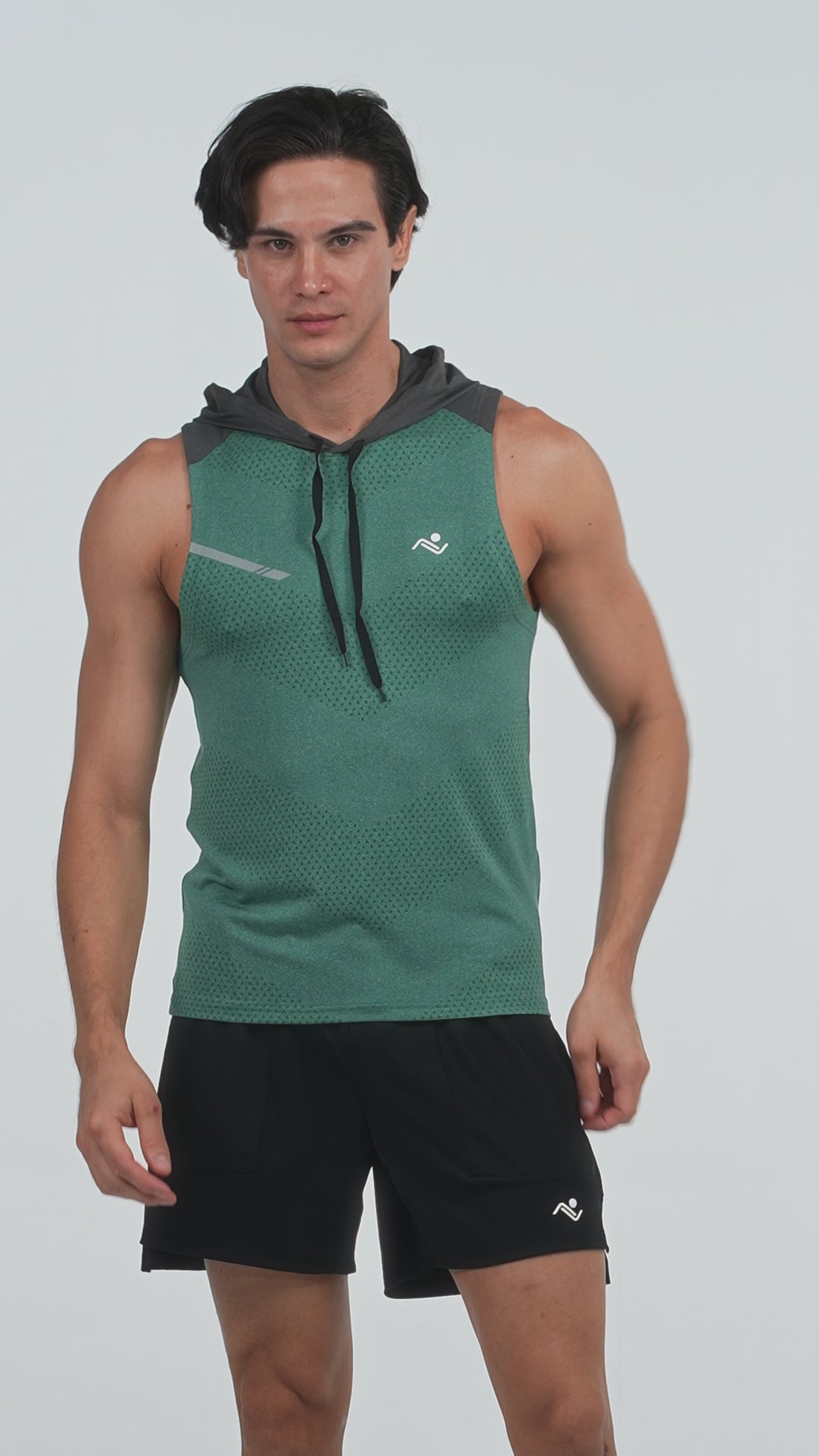 Sleeveless Workout Hoodie in Jade, video, Ascendia