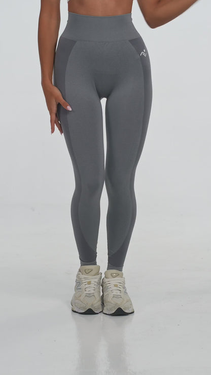 Seamless Ribbed Yoga Leggings in Dark Grey, video, Ascendia