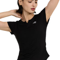 V NECK SOLID COLOR GYM T-SHIRT FOR WOMEN