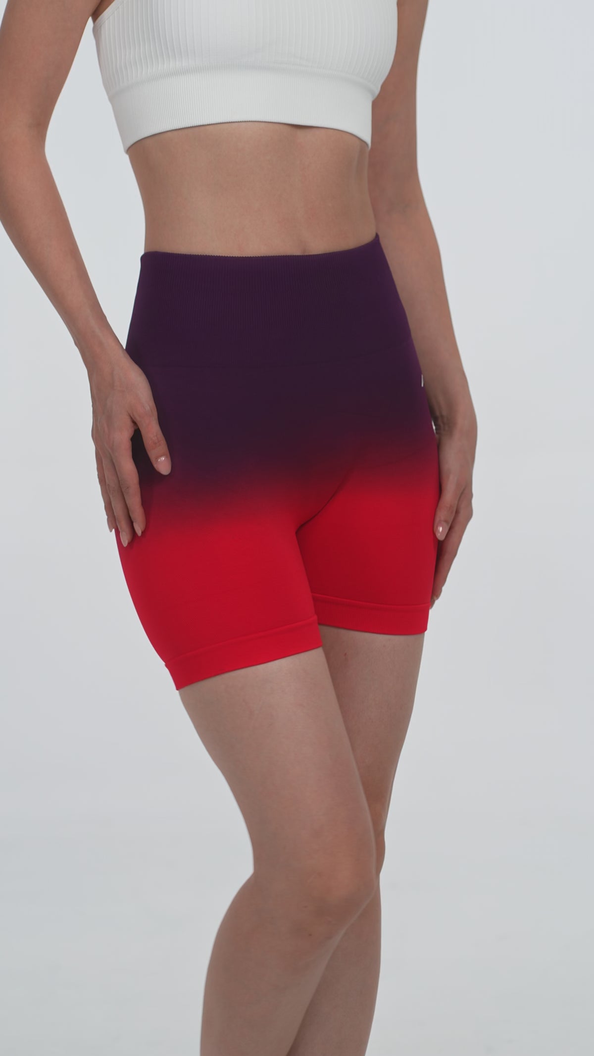 High-Waist Scrunch Butt Shorts in Plum, video, Ascendia