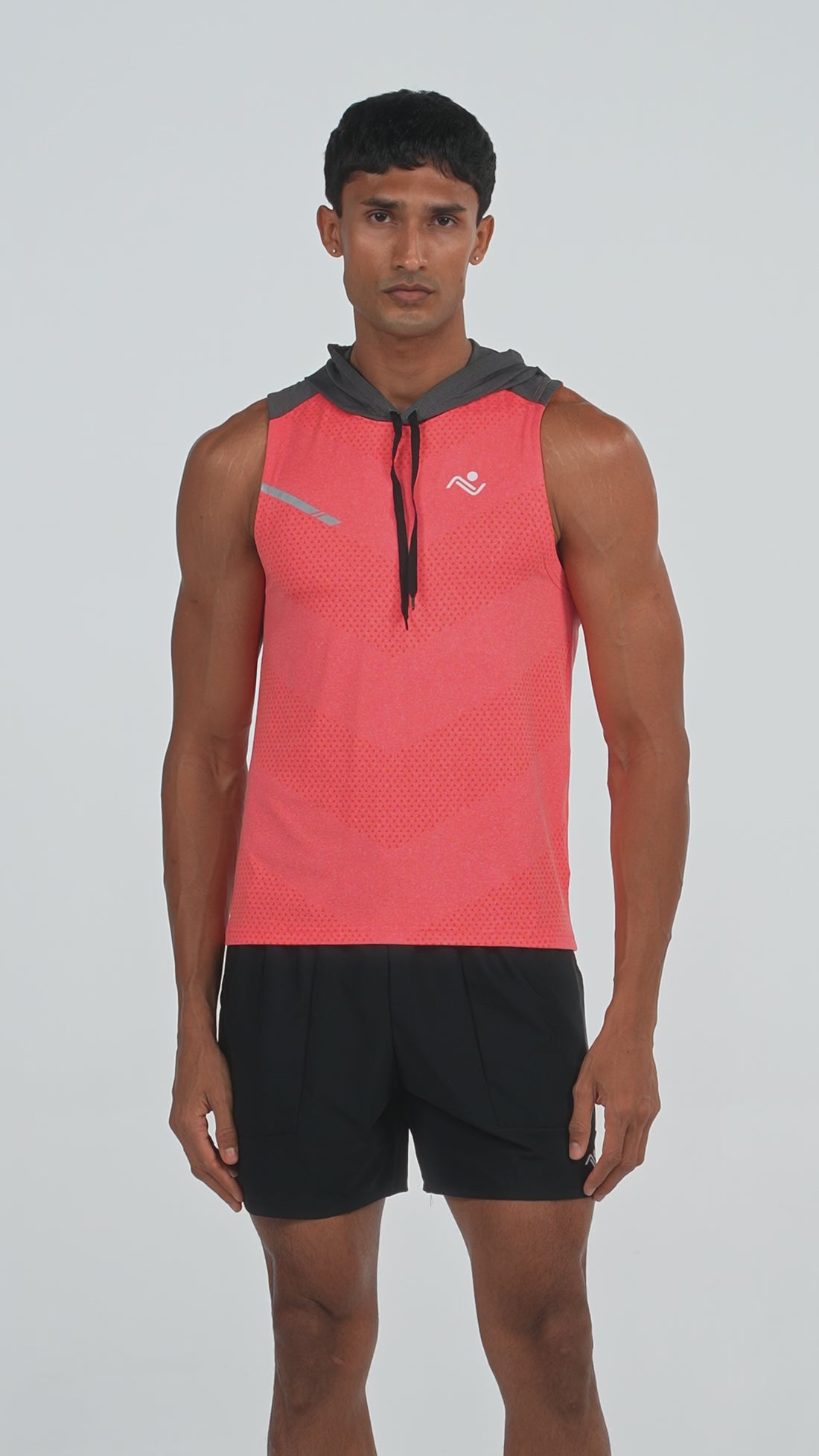 Sleeveless Workout Hoodie in Coral, video, Ascendia
