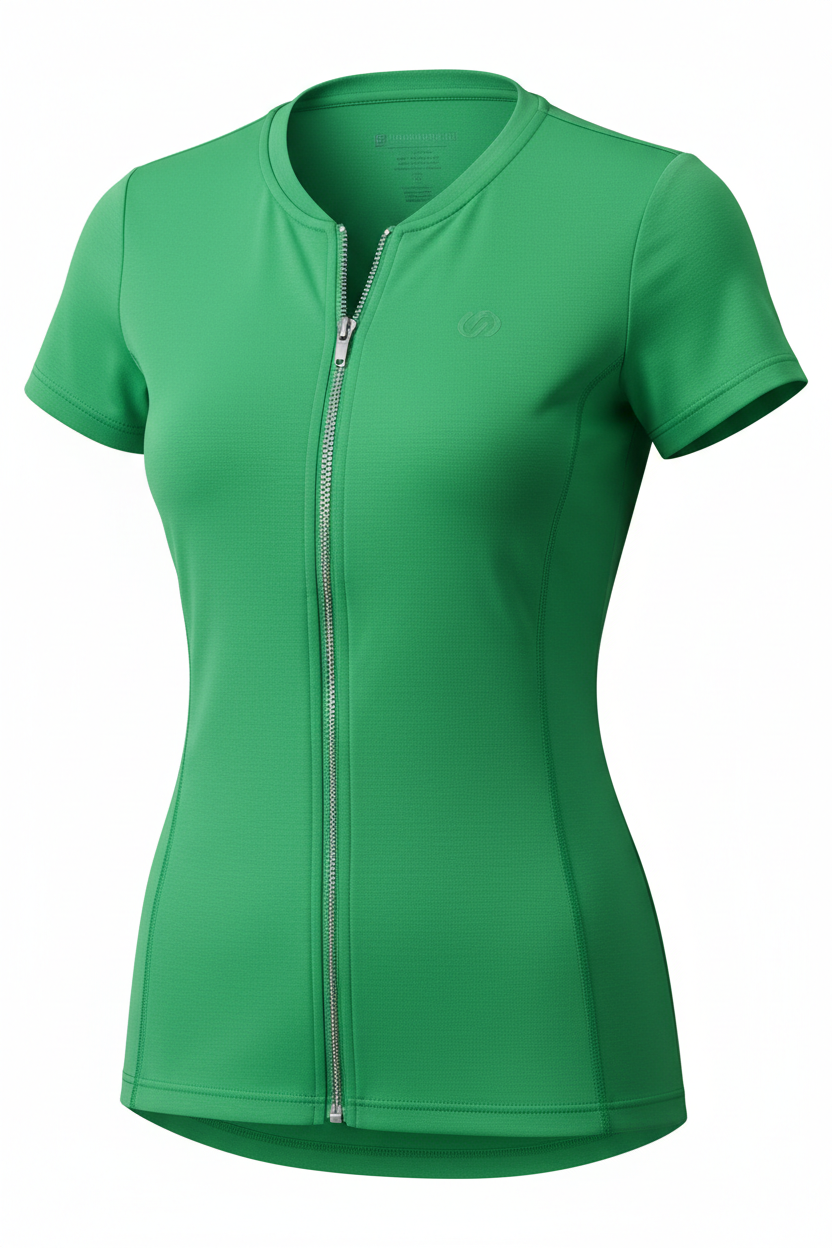 WOMEN T-SHIRT ZIP FULL GREEN GT20