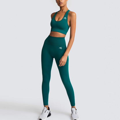 Yoga Flex Sports Bra and Leggings Set - Green - ascendiastore